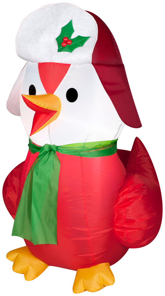 3' Outdoor Red Bird w/ Hat and Scarf Christmas Inflatable