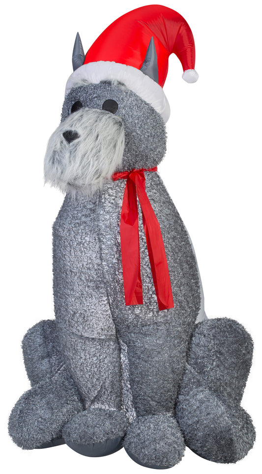 6' Mixed Media Schnauzer Dog Christmas Inflatable