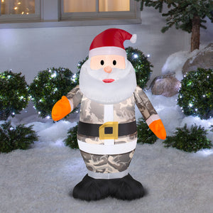 3' Airblown Santa in Camo Christmas Inflatable