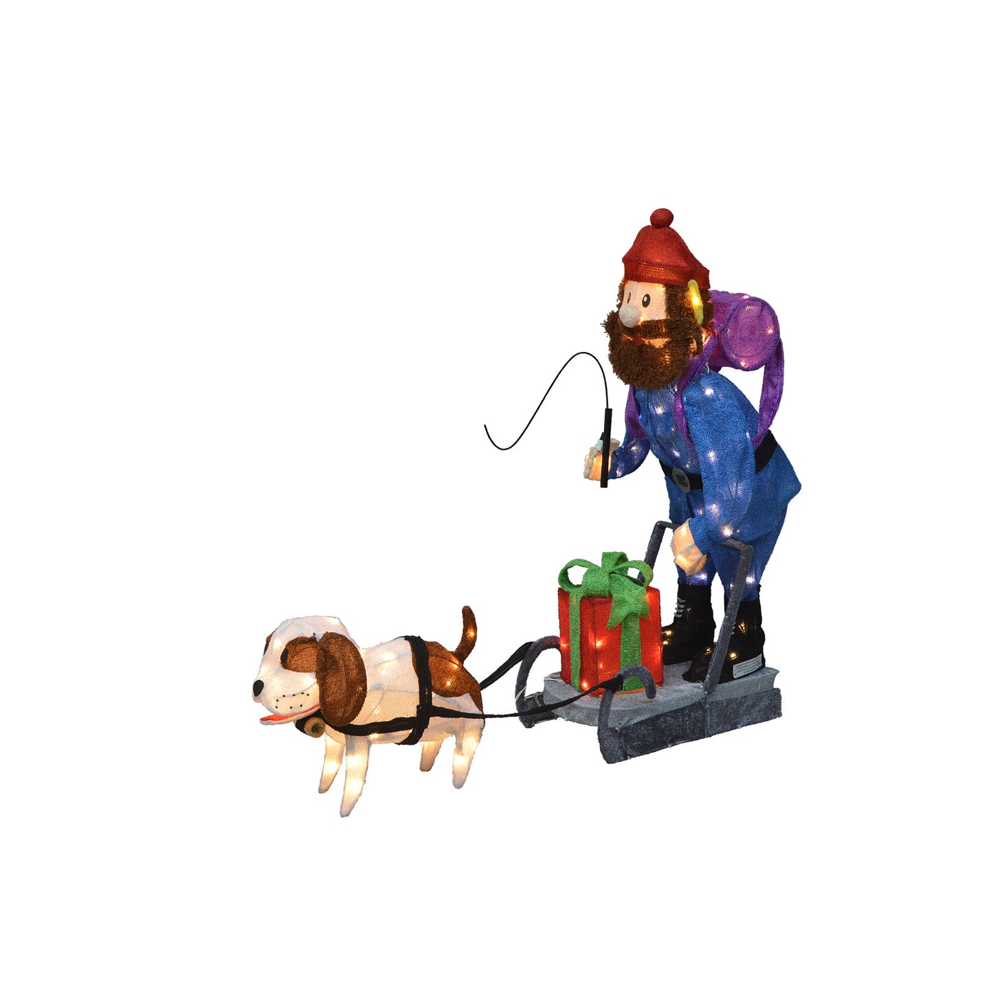 ProductWorks 34IN RUDOLPH 3D PRE LIT LED YARD ART STANDING YUKON AND DOG, Blue