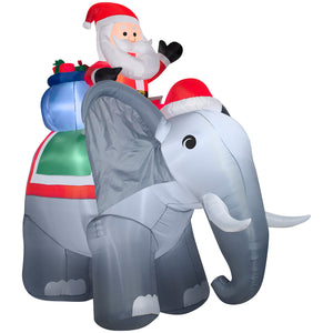 10.5' Airblown Santa on Elephant Scene Giant Christmas Inflatable