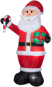 12' Airblown Santa w/ Gift and Candy Cane Christmas Inflatable