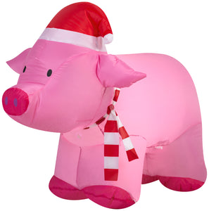 2.5' Airblown Pig Wearing Santa Hat Christmas Inflatable