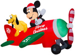 Load image into Gallery viewer, Gemmy Animated Airblown Inflatable Mickey and Pluto Clubhouse Airplane Scene w/LEDs Disney , 4.5 ft Tall
