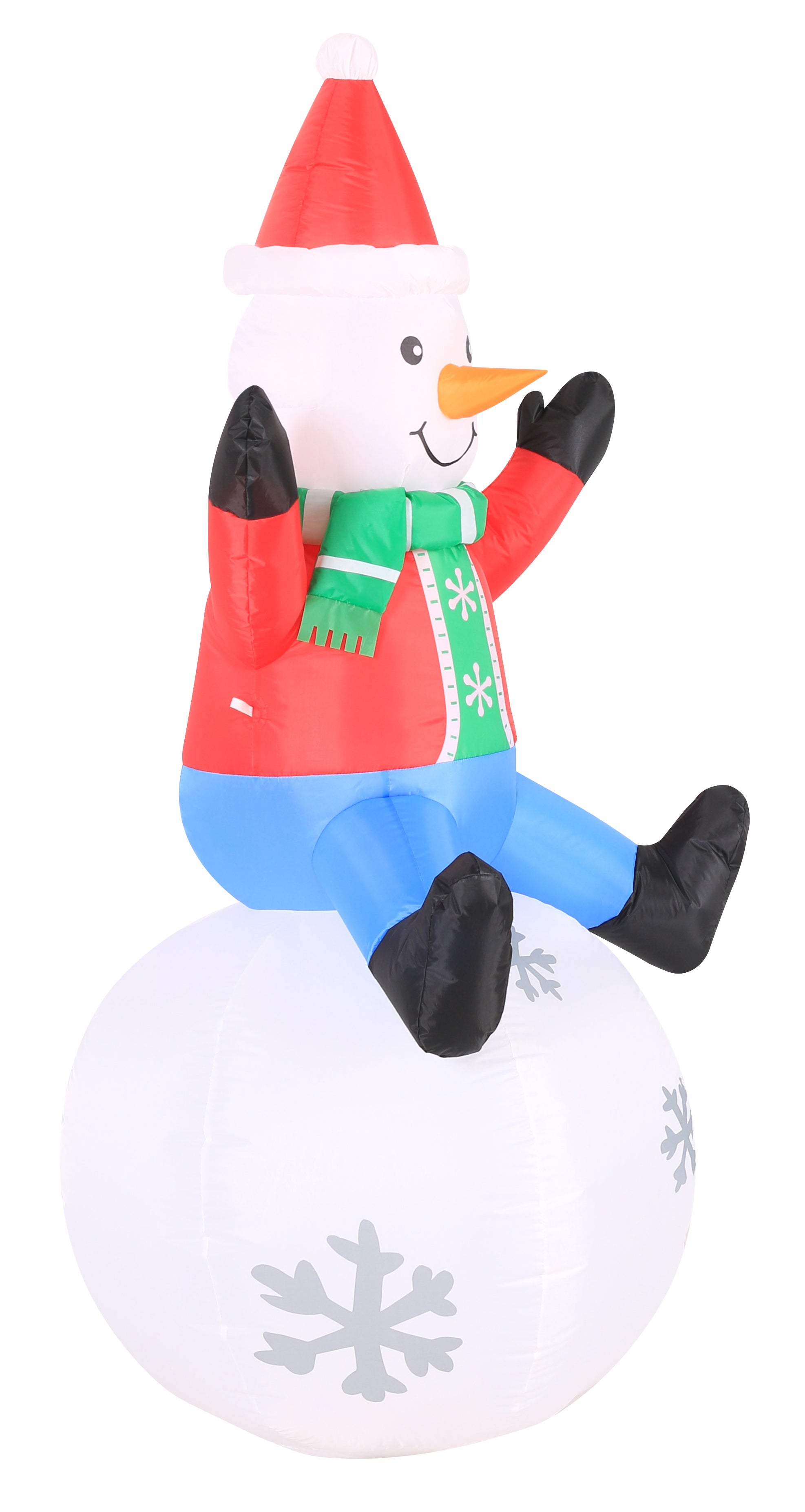 Occasions 5' INFLATABLE SNOWMAN ON SWIRLING LIGHTS SNOWBALL,  Tall, Multicolored