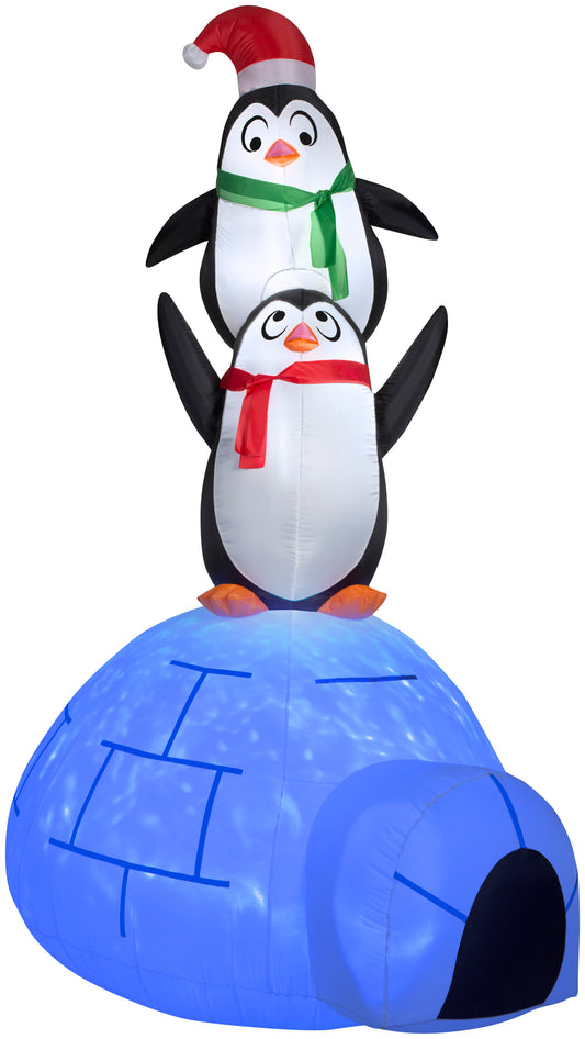 8' Kaleidoscope Igloo w/ Penguins Christmas Inflatable