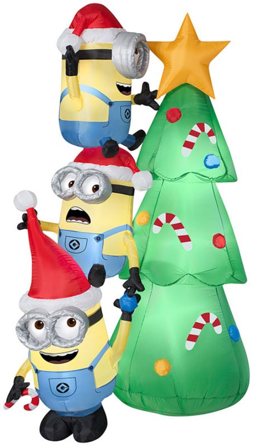 6' Minions Decorating Christmas Tree Scene Universal Christmas Inflatable