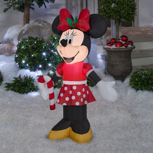 3' Airblown-Minnie Holding Candy Cane Disney Christmas Inflatable