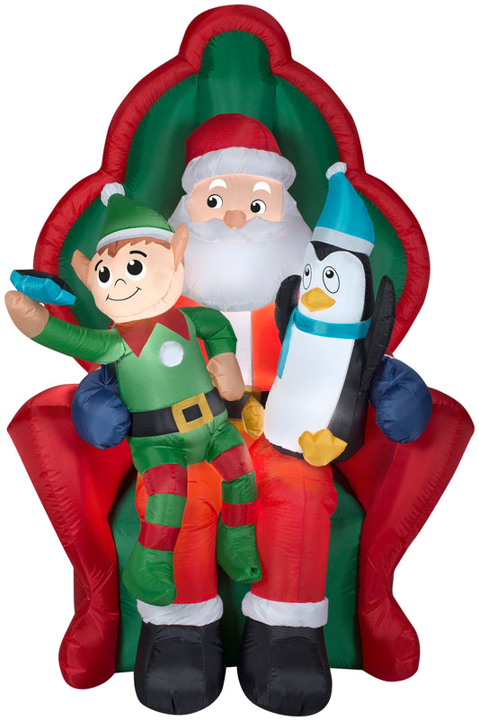 6' Santa w/ Elf and Penguin Christmas Inflatable