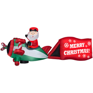16' Wide Airblown Santa on Airplane Christmas Inflatable