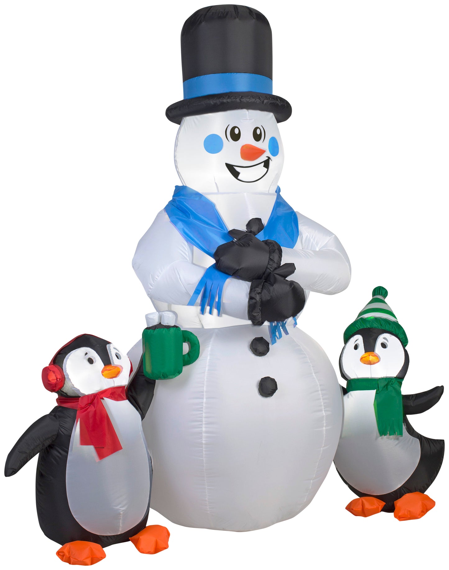 6' Animated Shivering Snowman w/ Penguins Christmas Inflatable