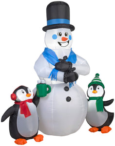 6' Animated Shivering Snowman w/ Penguins Airblown Christmas Inflatable
