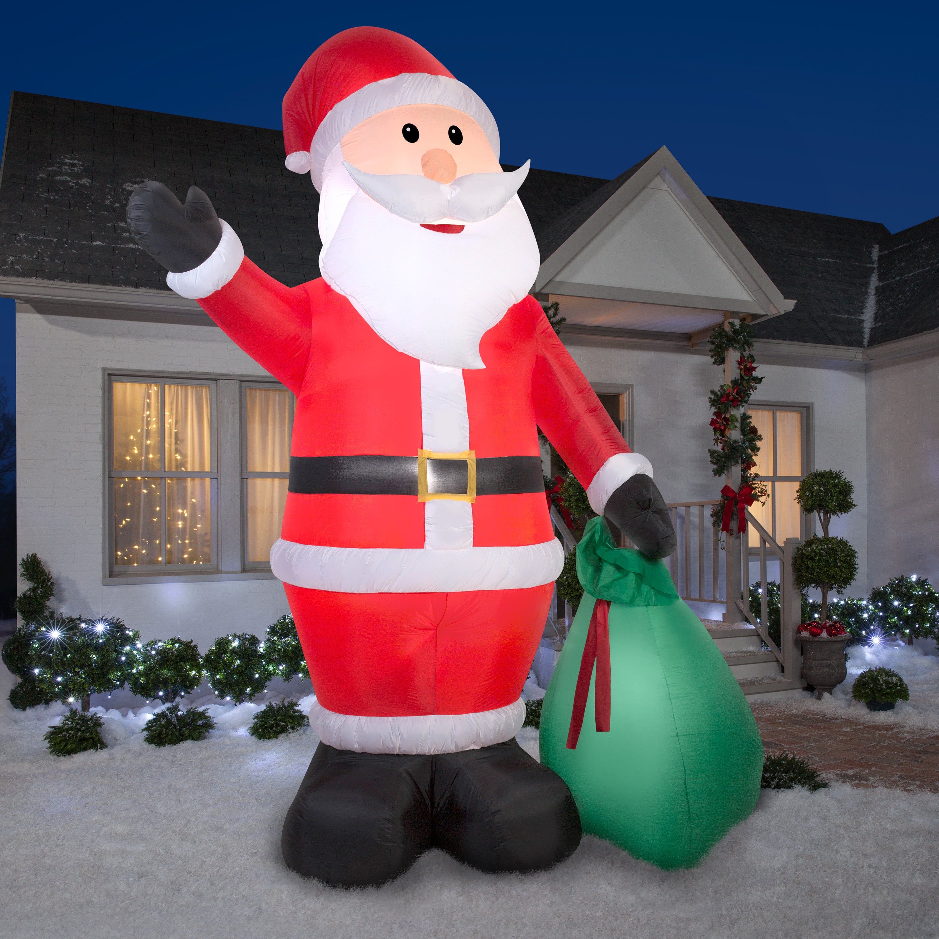 12' Giant Airblown Santa w/ Gift Sack Christmas Inflatable Seasons Large Christmas Inflatables