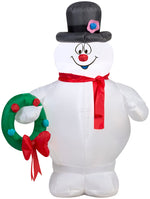 Load image into Gallery viewer, Gemmy Christmas Airblown Inflatable Frosty Holding Wreath WB, 3.5 ft Tall, White
