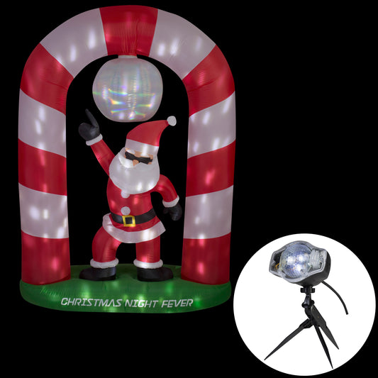 8' Animated Disco Santa Claus Christmas Inflatable