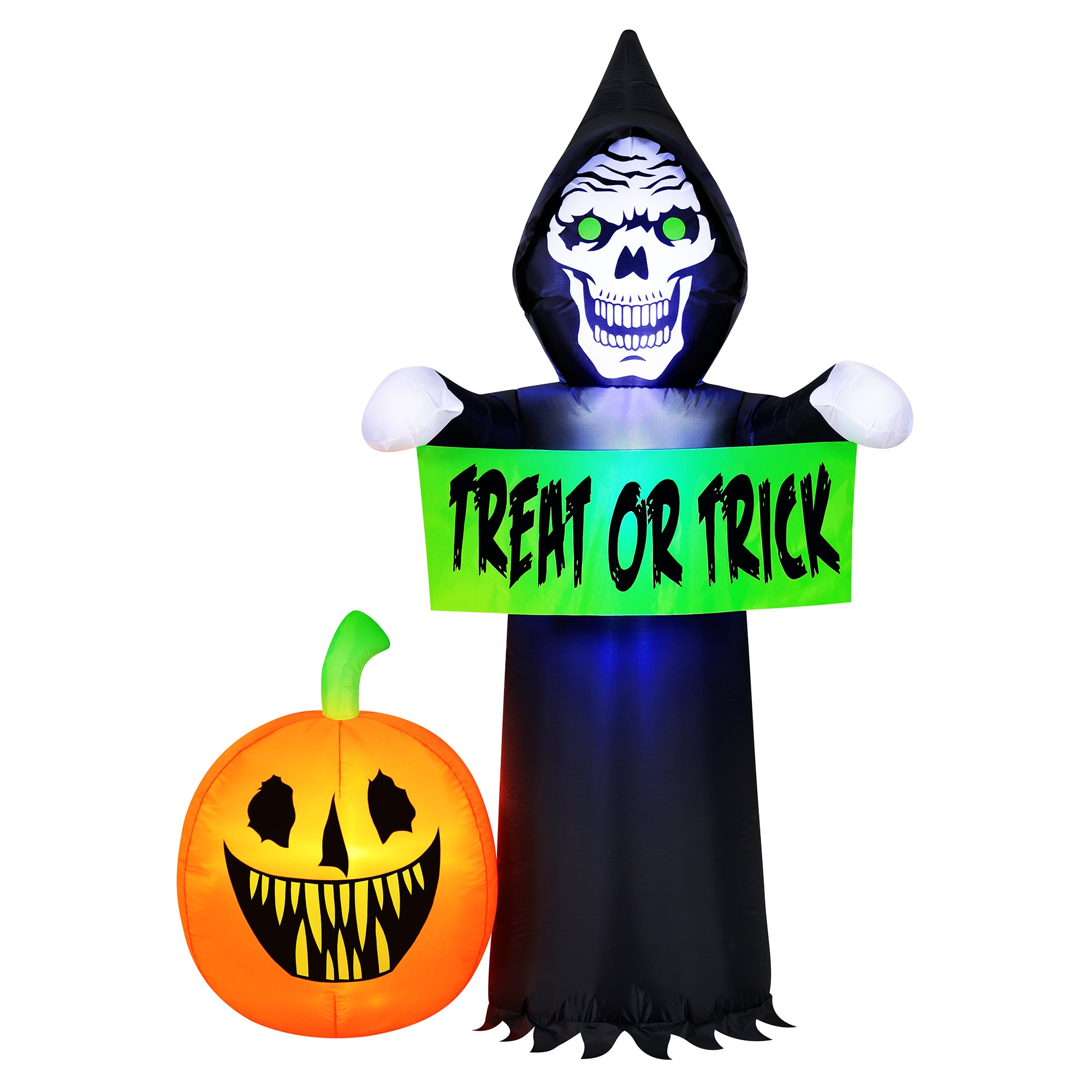 Occasions 5.5' INFLATABLE REAPER AND PUMPKIN SCENE, 5.5 ft Tall, Multicolored