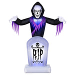 Load image into Gallery viewer, Occasions 8&#39; ANIMATED INFLATABLE REAPER BEHIND TOMBSTONE, 8 ft Tall, Multicolored
