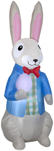 Gemmy 7 ft Airblown Dapper Easter Bunny w/Egg, Multicolored