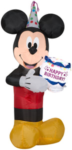 Gemmy 3.5 ft Tall Airblown Inflatable Birthday Party Mickey Mouse with Cake