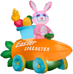 Gemmy Airblown Inflatable Easter Bunny Speedster, 3 ft Tall, pink