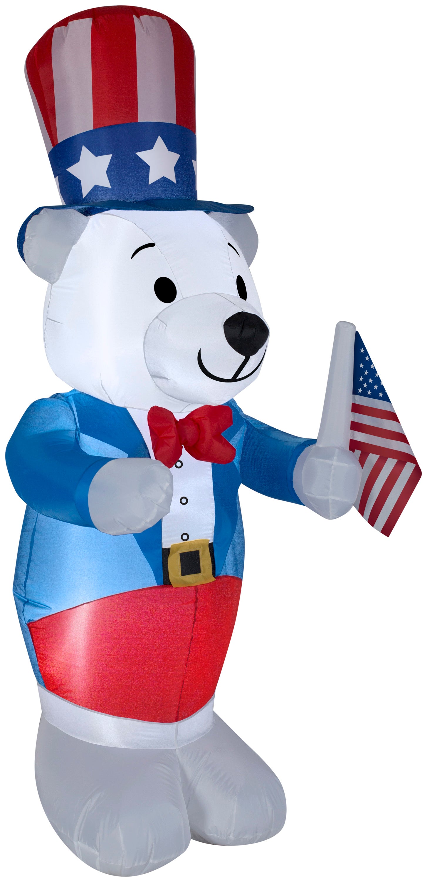 6' White Fourth of July Bear Spring Inflatable