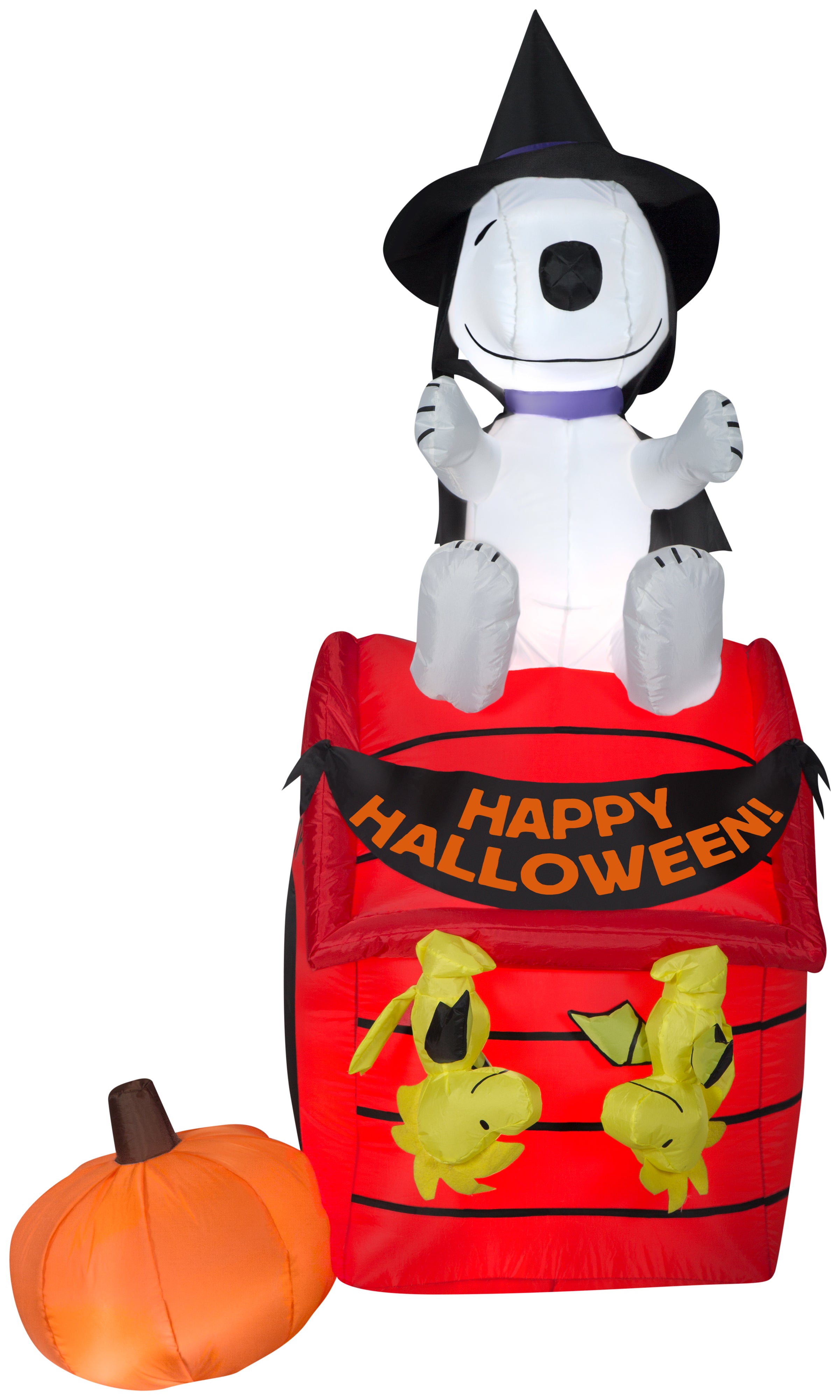 Gemmy Airblown Snoopy Halloween House w/LEDs Scene Peanuts, 6 ft Tall, Multi