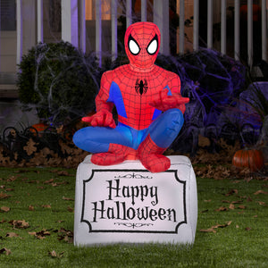 3.5' Marvel Airblown Spider Man on Tombstone Halloween Inflatable