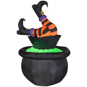 4.5' Tall Animated Airblown Witch Legs in Cauldron Halloween Inflatable