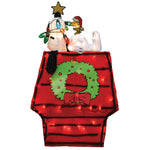 Load image into Gallery viewer, ProductWorks 26IN PEANUTS 3D LED PRE LIT YARD ART SNOOPY ON DOG HOUSE WITH STAR, Red
