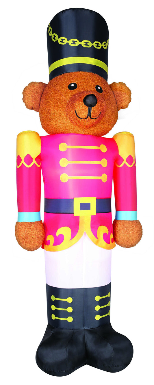 9' Fuzzy Bear Soldier Christmas Airblown