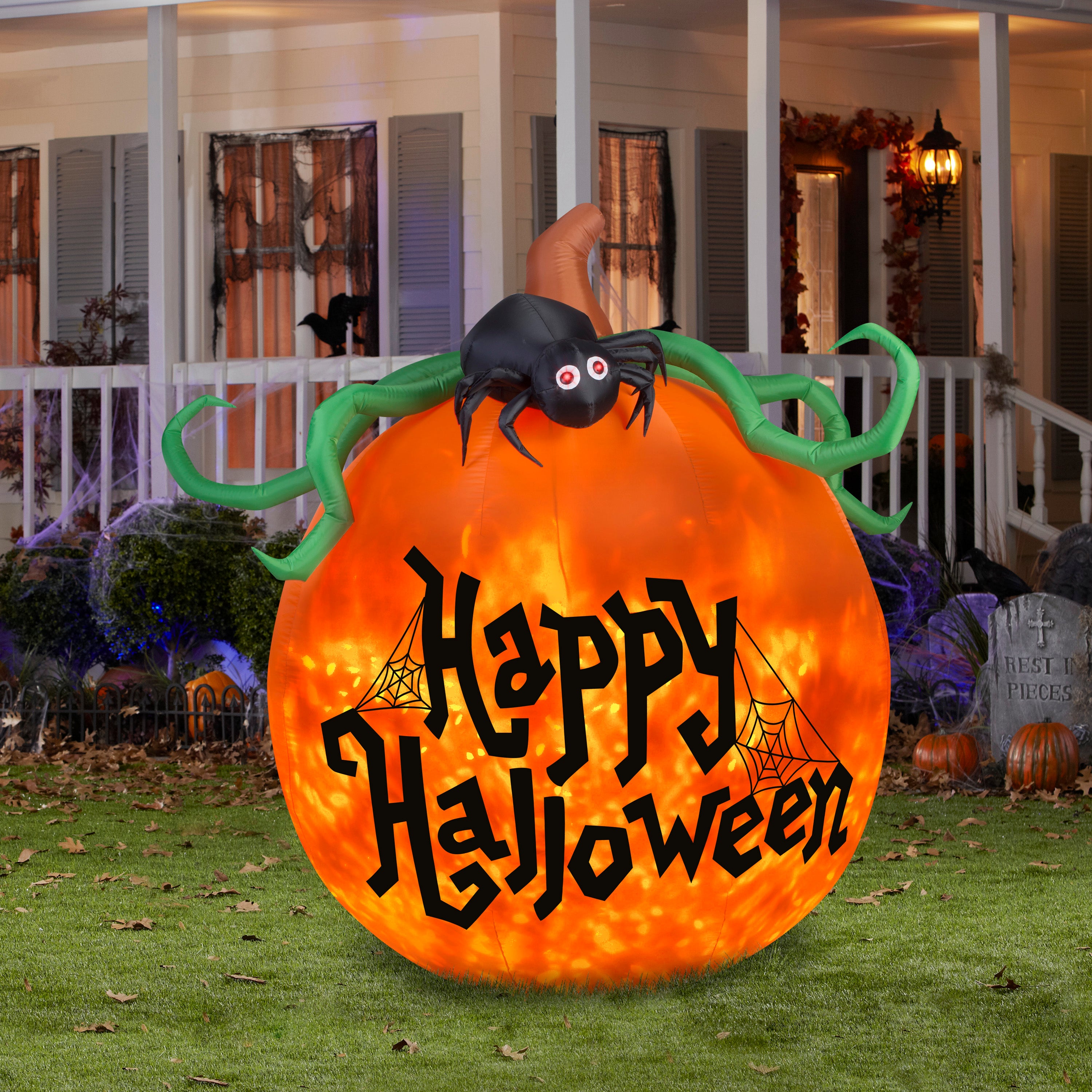 6' Projection Airblown Kaleidoscope Happy Halloween Pumpkin Halloween Inflatable