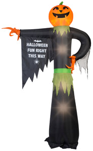12' Airblown-Pointing Pumpkin w/ Sign Halloween Inflatable