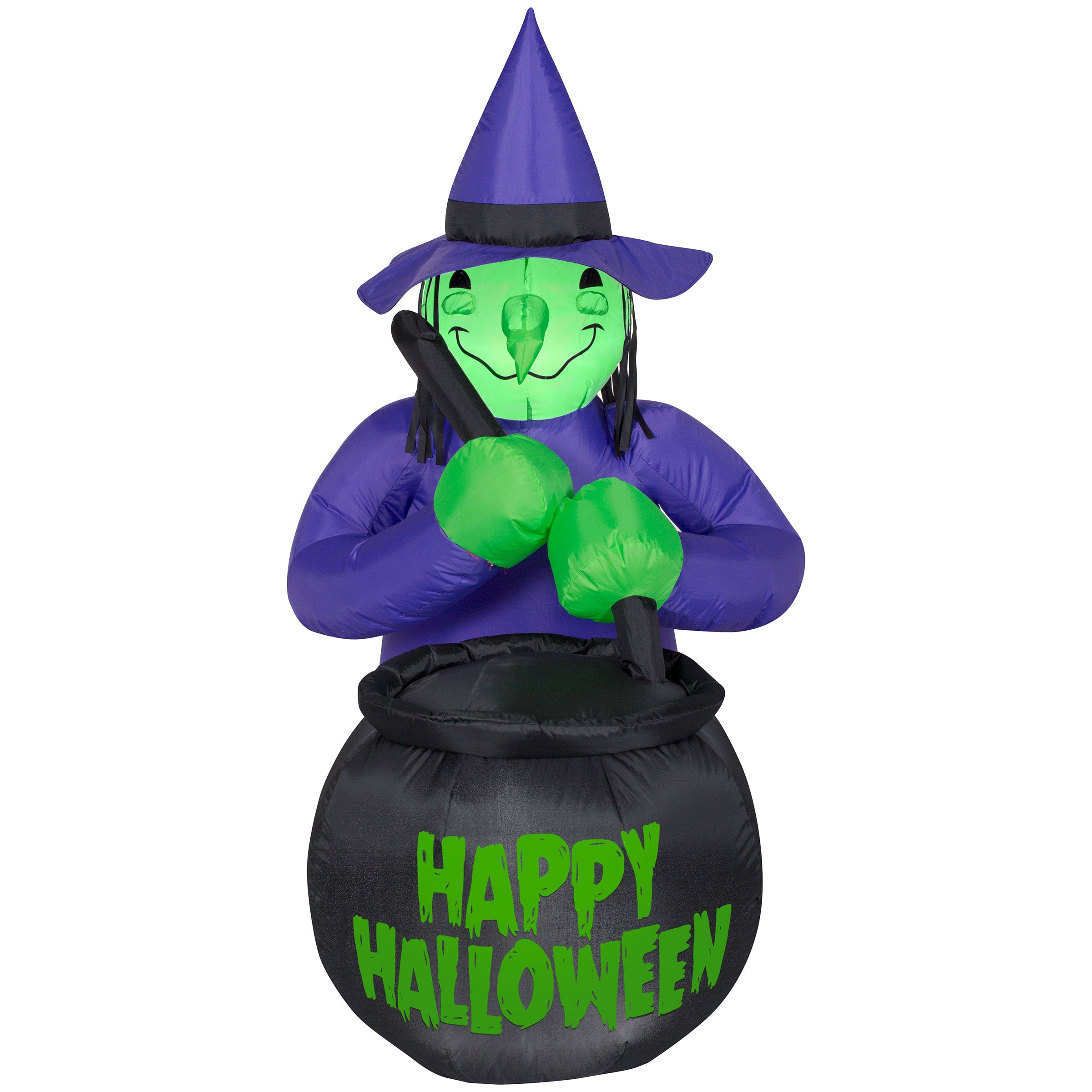 Gemmy Airblown Inflatable Witch with Caldron Happy Halloween Decorations