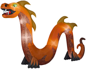 16' Wide Airblown Orange Serpent w/ Flaming Mouth Halloween Inflatable