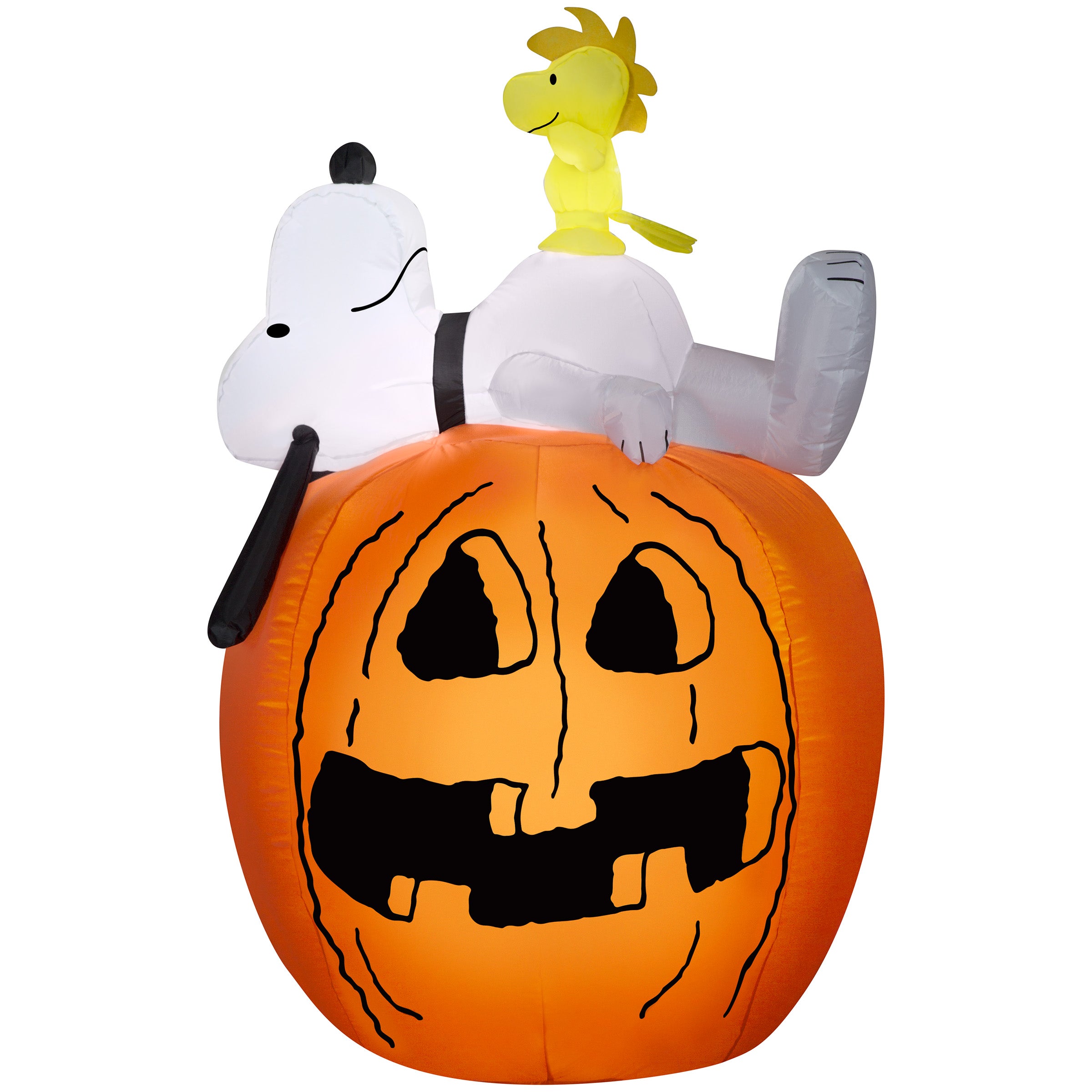 Gemmy Inflatable Halloween Yard Decoration Snoopy Woodstock Pumpkin Lighted Airblown 4.5 Foot