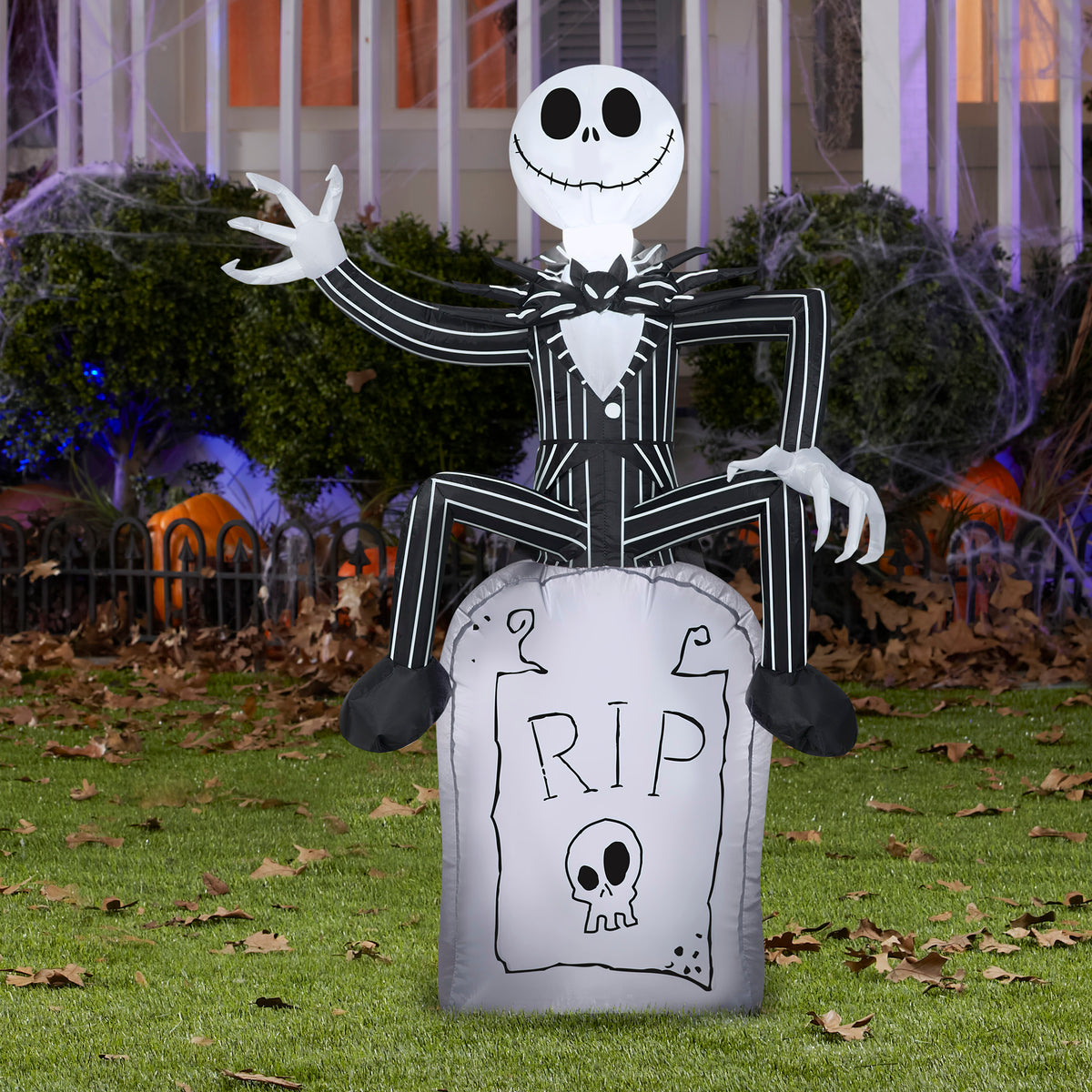 3.5' Airblown Jack Skellington on Tombstone Halloween Inflatable ...