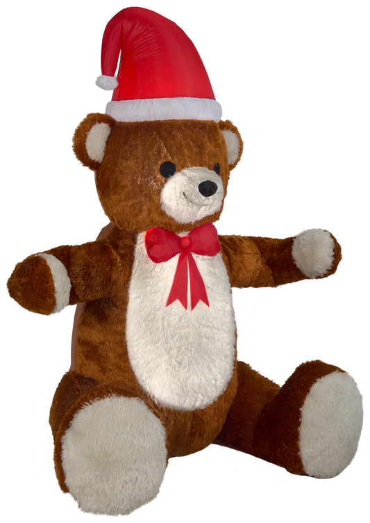 7.5' Animated Mixed Media-Hugging Teddy Bear Christmas Inflatable