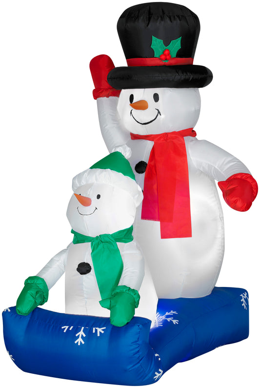 4' Father Snowman and Child Christmas Scene