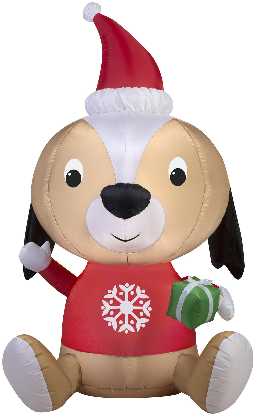 Dog with big head and Christmas sweater on
