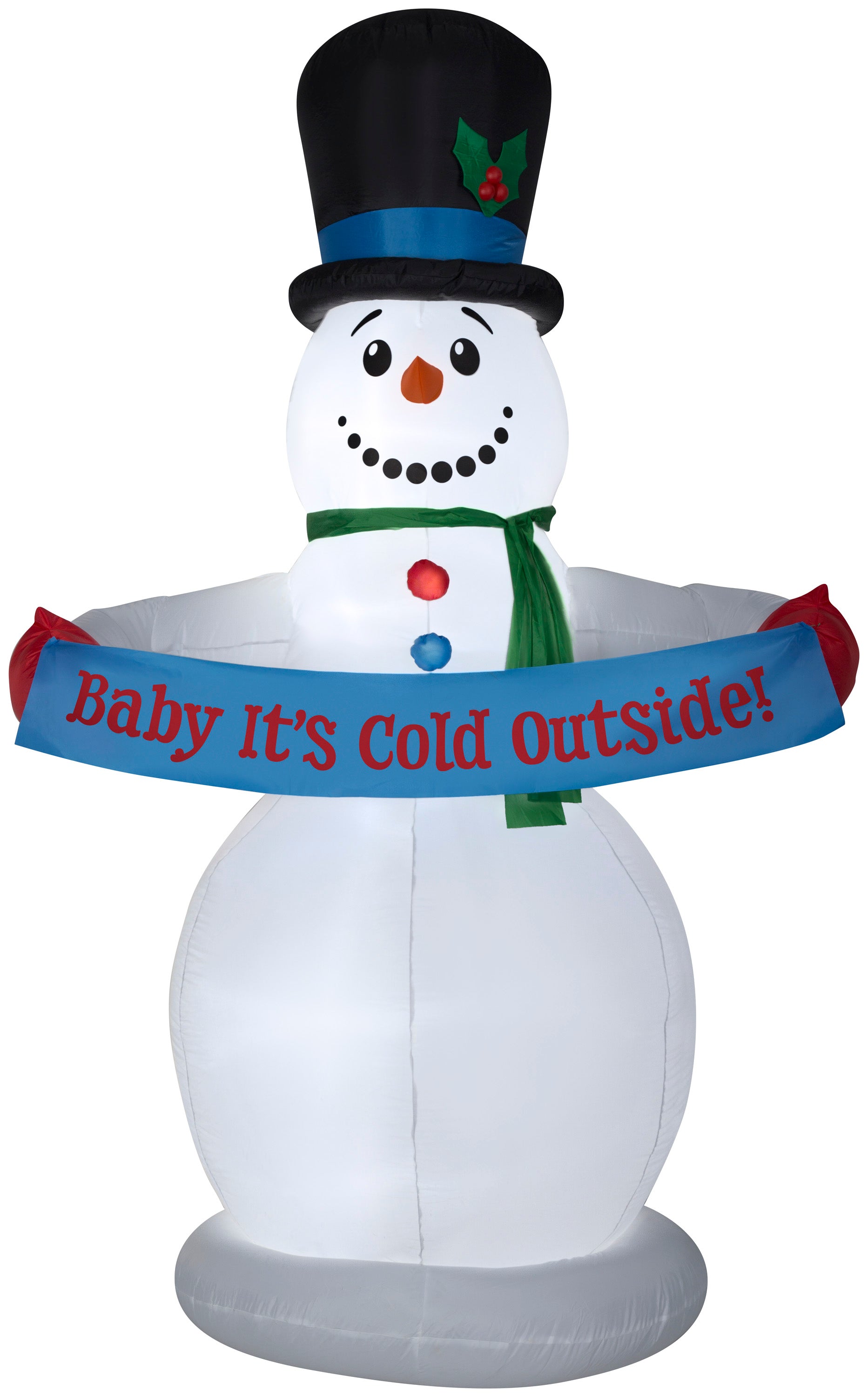 8' Animated Airblown Snowman w/Banner Christmas Inflatable