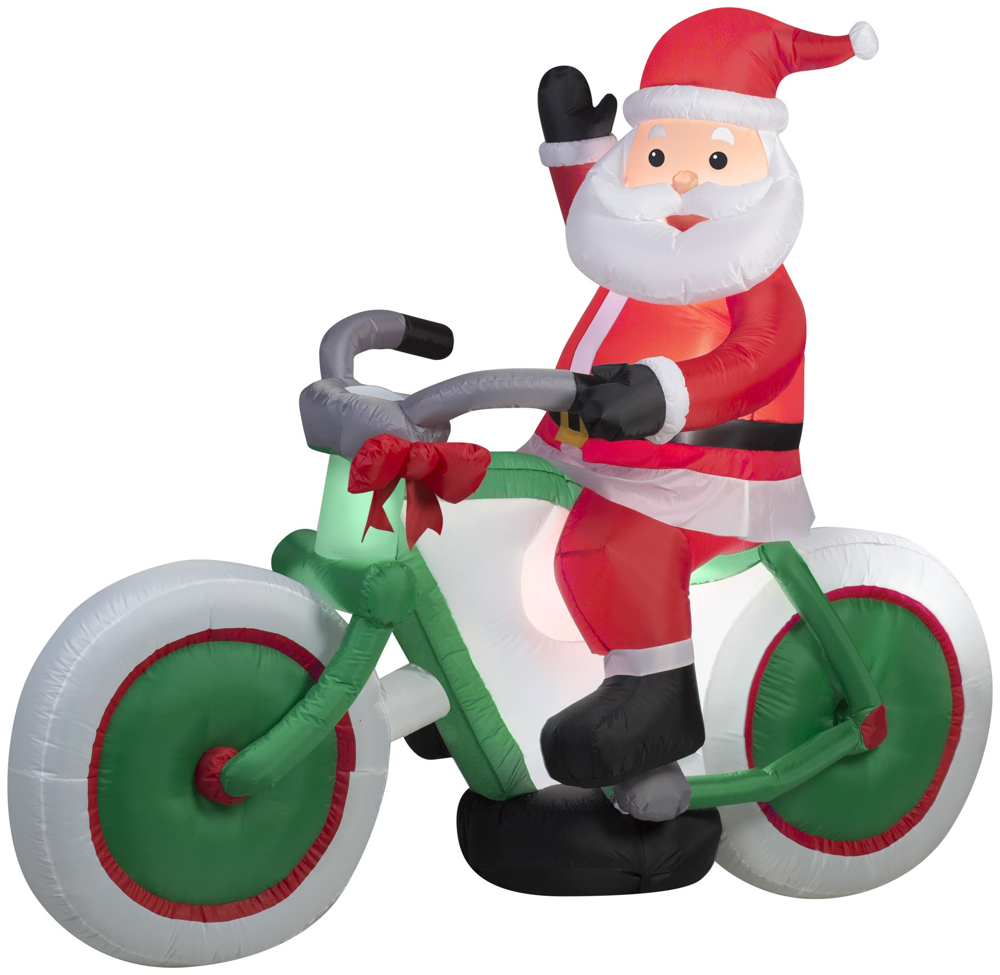 Santa Claus riding a bicycle airblown