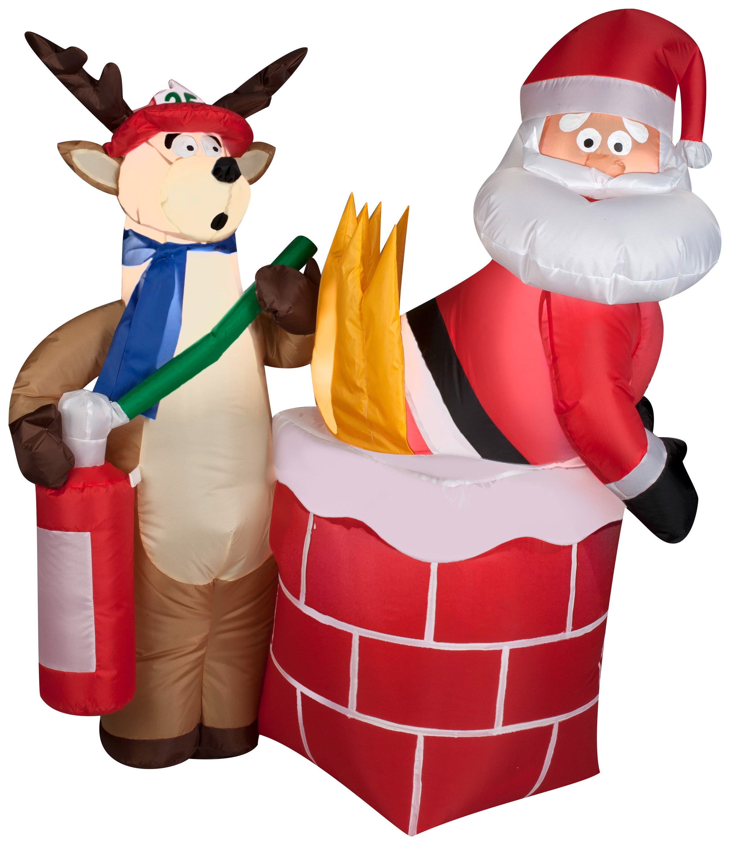 4' Airblown Santa on Fire Comical Christmas Inflatable