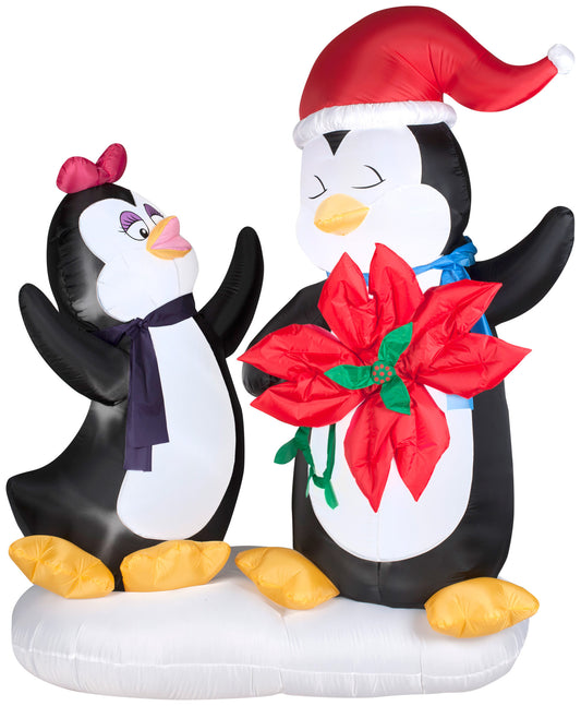 two penguins with flower airblown
