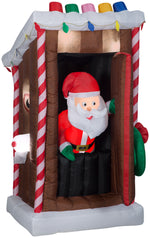 Load image into Gallery viewer, Gemmy Animated Christmas Airblown Inflatable Santa&#39;s Outhouse , 6 ft Tall, Multi
