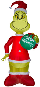 Gemmy Christmas Airblown Inflatable Grinch w/Ornament Giant Dr. Seuss , 11 ft Tall, Multi