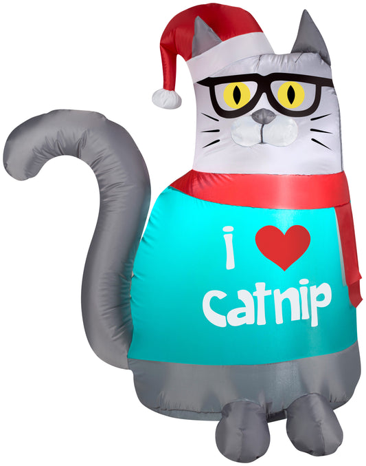 3' Outdoor Christmas Nerdy Cat Christmas Inflatable
