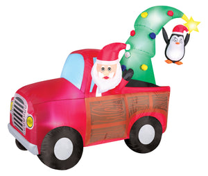 7.5' Airblown Santa Wagon Christmas Inflatable