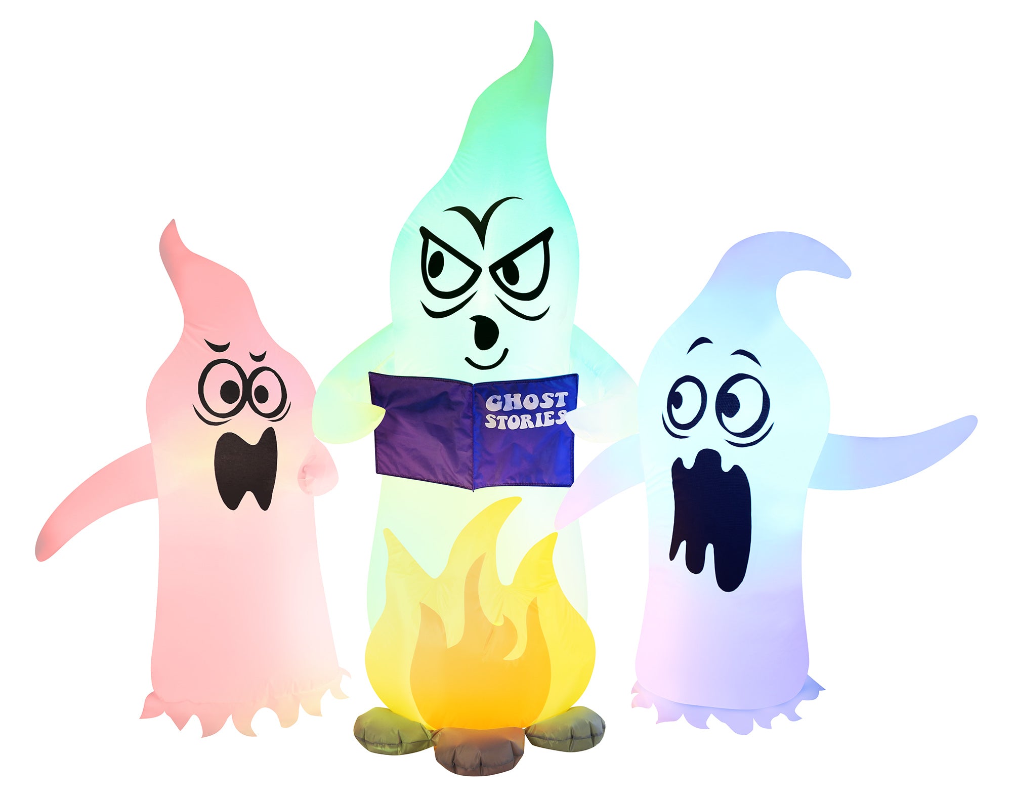 Occasions 5' INFLATABLE COLOR CHANGING CAMPFIRE GHOSTS, 5 ft Tall, White