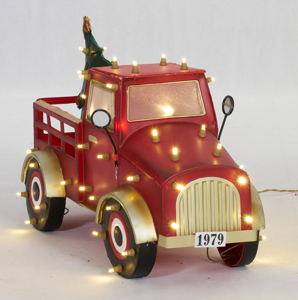 27" UL LED Truck With Christmas Tree Sculpture