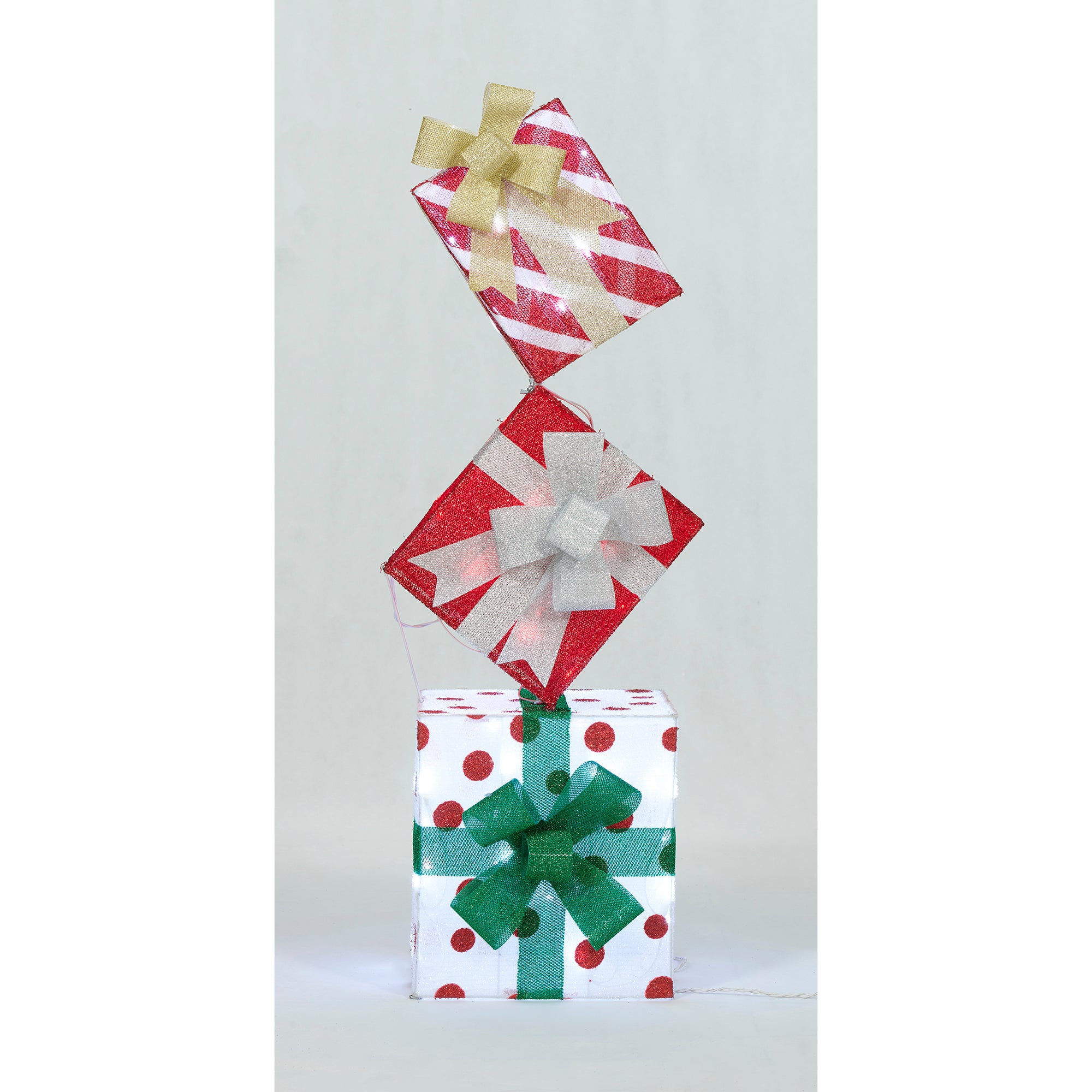 Everstar 42in Stacked Gifts Tinsel Fabric Stacked Gift Box, Red